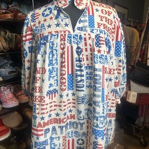 Women's Blouses Chic Patriotic Day Print Sleeve Blouse.